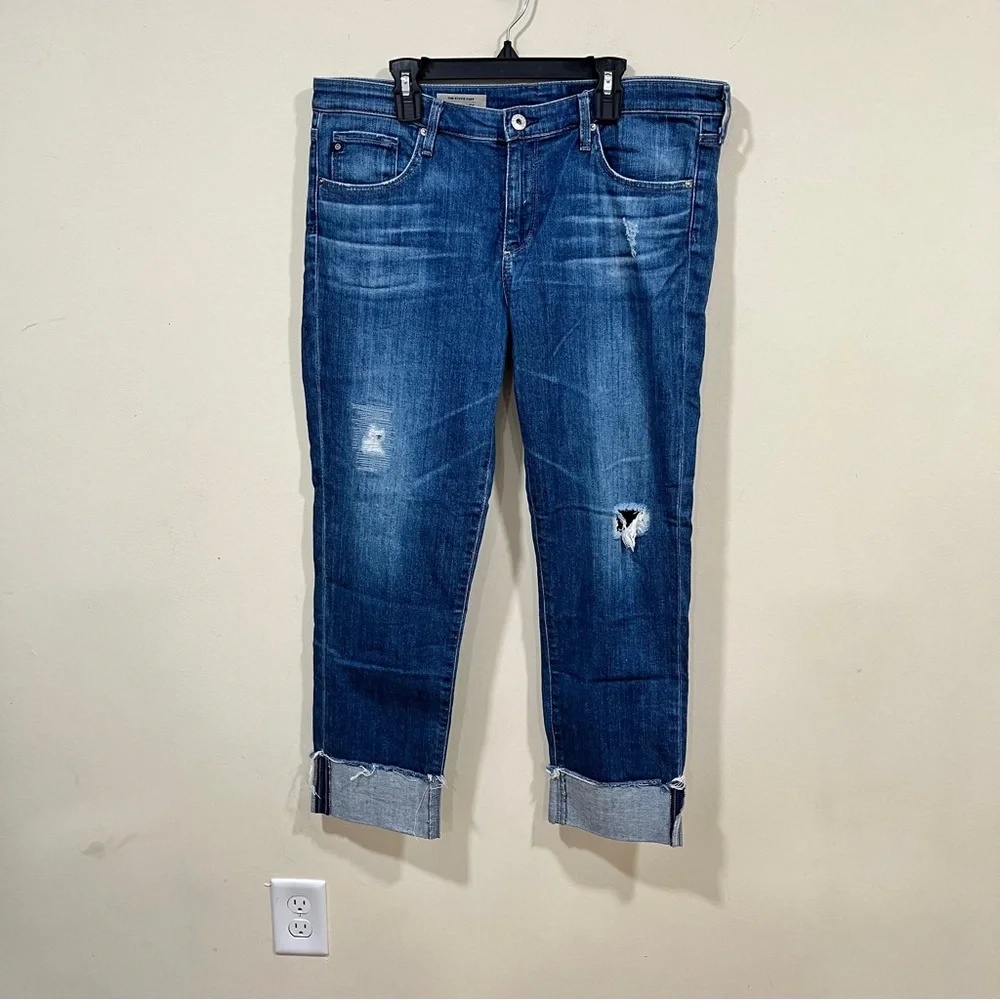 AG Adriano Goldschmied The Stevie Cuff Slim Straight distressed size 32 raw hem